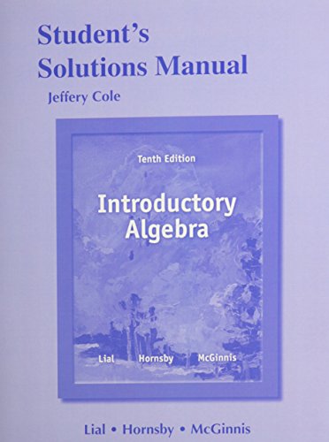 Stock image for Student Solutions Manual for Introductory Algebra for sale by Better World Books