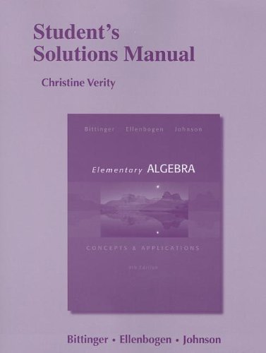 Stock image for Student's Solutions Manual for Elementary Algebra: Concepts & Applications for sale by HPB-Red