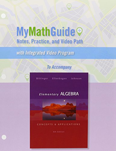 Imagen de archivo de MyMathGuide: Notes, Practice, and Video Path for Elementary Algebra: Concepts Applications a la venta por Goodwill Books