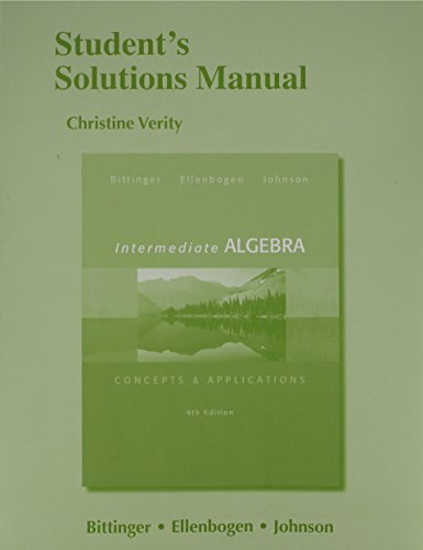 Stock image for Student's Solutions Manual for Intermediate Algebra : Concepts and Application for sale by Better World Books