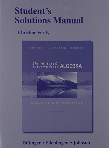 Imagen de archivo de Student's Solutions Manual for Elementary and Intermediate Algebra: Concepts & Applications a la venta por ThriftBooks-Dallas