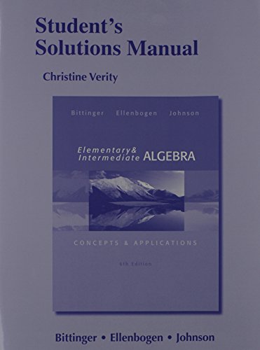 Stock image for Student's Solutions Manual for Elementary and Intermediate Algebra : Concepts and Applications for sale by Better World Books
