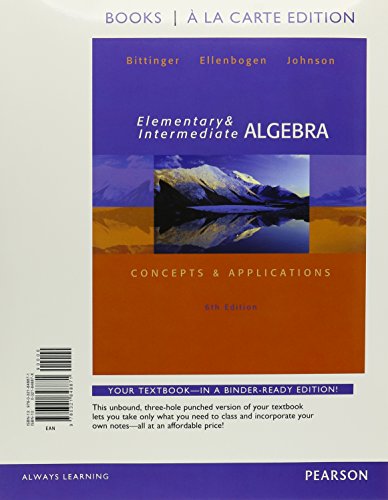 Stock image for Elementary and Intermediate Algebra: Concepts & Applications, Books a la Carte Edition for sale by HPB-Red