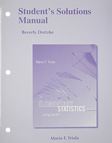 Beispielbild fr Student Solutions Manual for Elementary Statistics Using Excel zum Verkauf von Better World Books