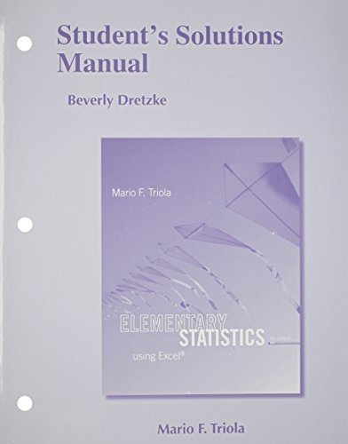 Imagen de archivo de Student Solutions Manual for Elementary Statistics Using Excel a la venta por Better World Books
