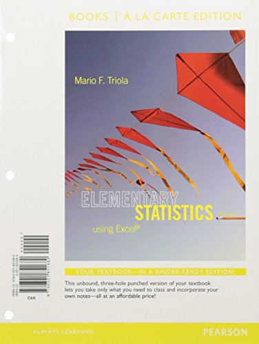 Stock image for Elementary Statistics Using Excel, Books a La Carte Edition for sale by HPB-Red