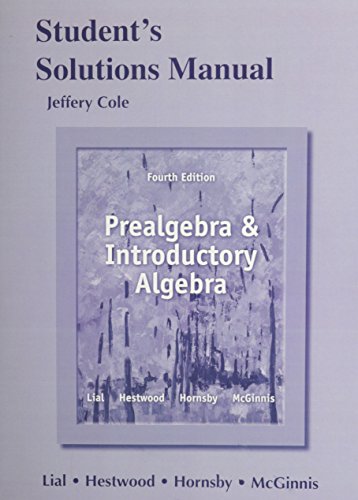 Imagen de archivo de Student's Solutions Manual for Prealgebra and Introductory Algebra a la venta por Irish Booksellers