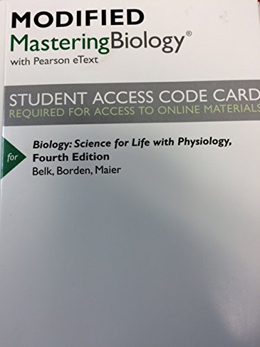 9780321855893: Modified MasteringBiology with Pearson eText -- ValuePack Access Card -- for Biology:Science for Life with Physiology