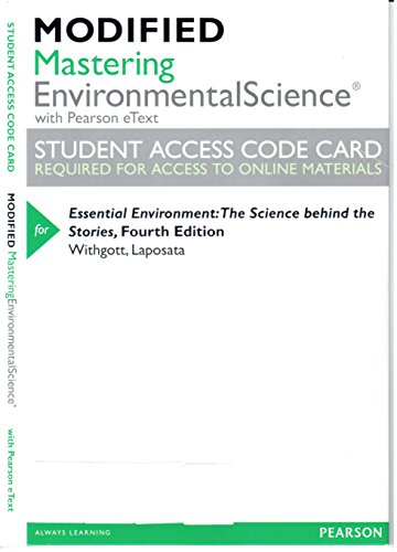 Imagen de archivo de Modified MasteringEnvironmentalScience with Pearson eText -- ValuePack Access Card -- for Essential Environment: The Science behind the Stories a la venta por Campus Bookstore