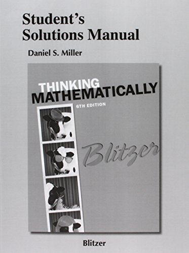 Beispielbild fr Student's Solutions Manual for Thinking Mathematically zum Verkauf von Better World Books