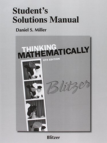 Stock image for Student's Solutions Manual for Thinking Mathematically for sale by Better World Books