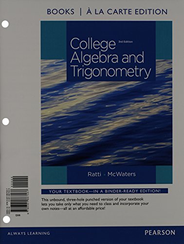 Beispielbild fr College Algebra and Trigonometry, Books a la Carte Edition zum Verkauf von HPB-Red