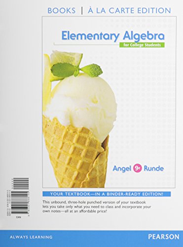 Imagen de archivo de Elementary Algebra for College Students, Books a la Carte Edition (9th Edition) a la venta por Blue Vase Books