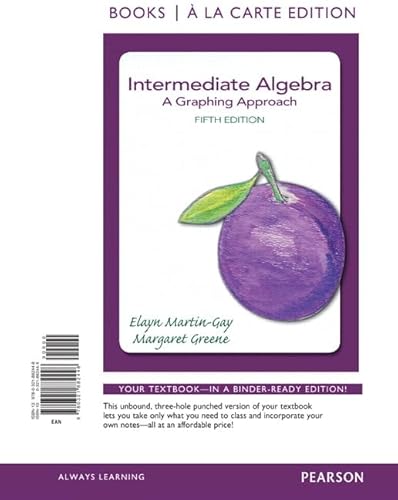 Imagen de archivo de Intermediate Algebra: A Graphing Approach, Books a la Carte Edition a la venta por Red's Corner LLC