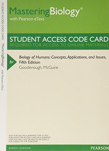 Imagen de archivo de Mastering Biology with Pearson eText -- ValuePack Access Card -- for Biology of Humans: Concepts, Applications, and Current Issues a la venta por dsmbooks