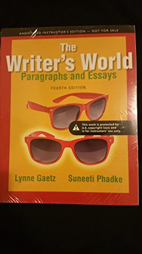 9780321895226: Annotated Instructors Edition for The Writer's World: Paragraphs and Essays