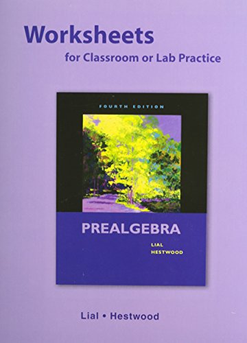 Prealgebra Worksheets for Classroom or Lab Practice + Mymathlab Access Card Package (9780321898869) by Lial, Margaret; Hestwood, Diana
