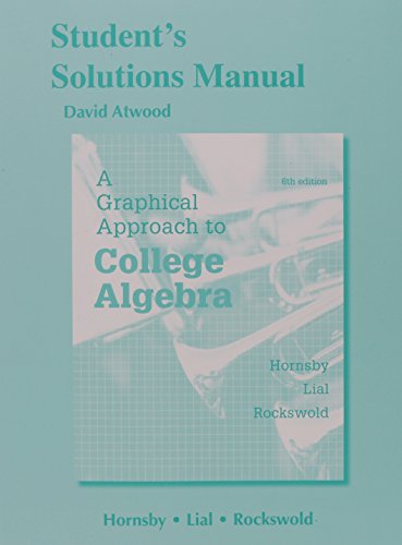 Imagen de archivo de Student's Solutions Manual for a Graphical Approach to College Algebra a la venta por Campus Bookstore