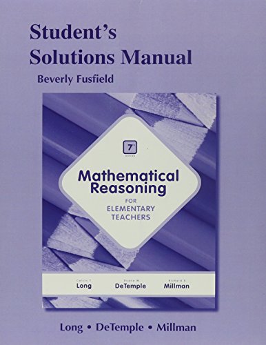 Imagen de archivo de Student Solutions Manual for Mathematical Reasoning for Elementary School Teachers a la venta por Blackwell's