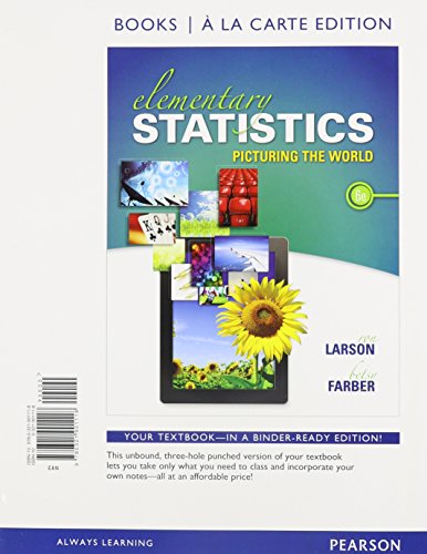 Beispielbild fr Elementary Statistics: Picturing the World, Books a la Carte Edition zum Verkauf von HPB-Red