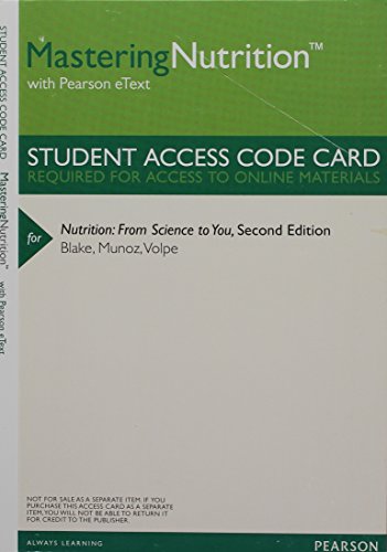 Imagen de archivo de MasteringNutrition with MyDietAnalysis with Pearson eText -- ValuePack Access Card -- for Nutrition: From Science to You a la venta por HPB-Red