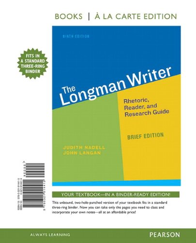 Stock image for The Longman Writer, Brief Edition, Books a la Carte Edition (9th Edition) for sale by Bookseller909