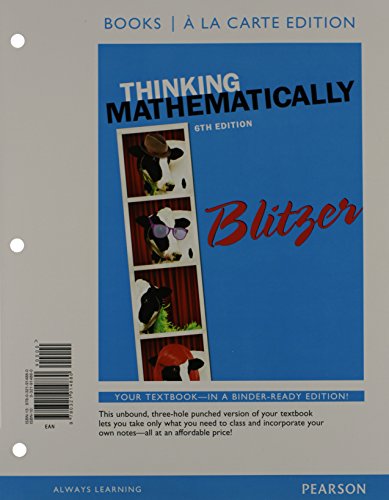 Stock image for Thinking Mathematically, Books a la carte Edition for sale by HPB-Red