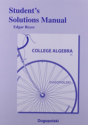 Imagen de archivo de Student's Solutions Manual for College Algebra a la venta por SecondSale