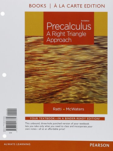Stock image for Precalculus: A Right Triangle Approach, Books a la Carte Edition for sale by HPB-Red