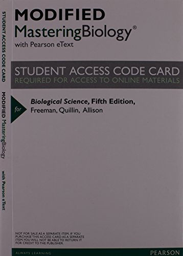 Imagen de archivo de Modified Mastering Biology with Pearson eText -- ValuePack Access Card -- for Biological Science a la venta por HPB-Red