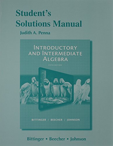Imagen de archivo de Student's Solutions Manual for Introductory and Intermediate Algebra a la venta por ThriftBooks-Atlanta