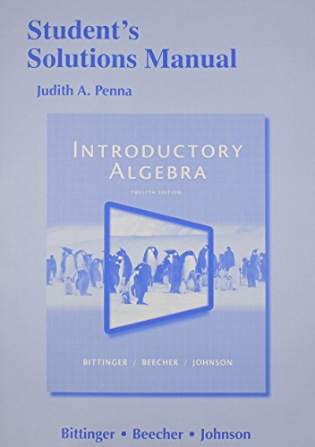 Beispielbild fr Student's Solutions Manual for Introductory Algebra zum Verkauf von Better World Books