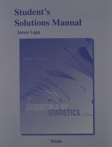 Beispielbild fr Student's Solutions Manual for Essentials of Statistics zum Verkauf von Indiana Book Company