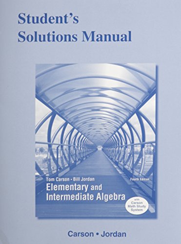 Stock image for Student's Solutions Manual for Elementary and Intermediate Algebra for sale by Better World Books