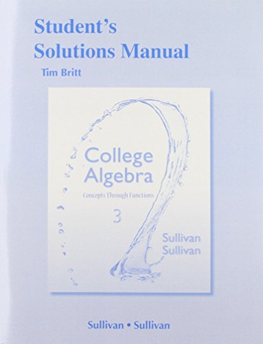 Beispielbild fr Student Solutions Manual for College Algebra : Concepts Through Functions zum Verkauf von Better World Books: West