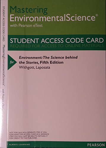 9780321927507: MasteringEnvironmentalScience with Pearson eText -- ValuePack Access Card -- for Environment: The Science behind the Stories