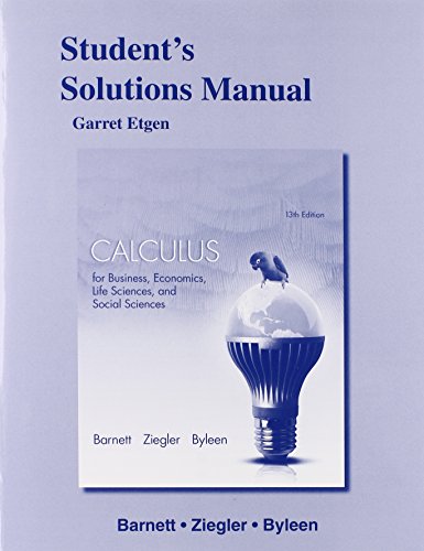 Beispielbild fr Student's Solutions Manual for Calculus for Business, Economics, Life Sciences and Social Sciences zum Verkauf von Better World Books