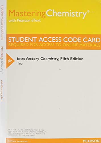 9780321934598: MasteringChemistry with Pearson eText -- Standalone Access Card -- for Introductory Chemistry