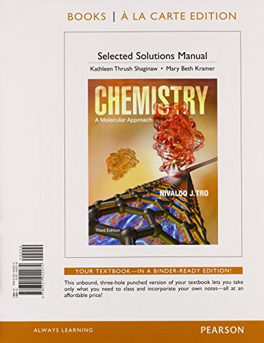 Imagen de archivo de Student Solutions Manual for Chemistry: A Molecular Approach, Books a la Carte Edition a la venta por SecondSale