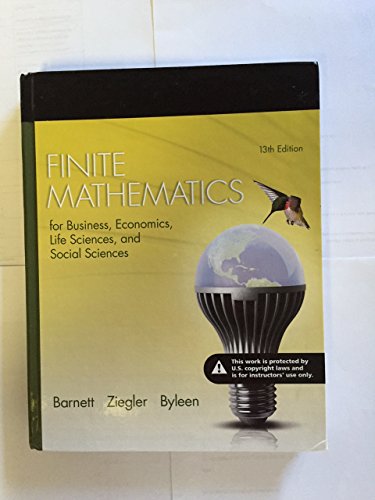 Beispielbild fr Finite Mathematics for Business, Economics, Life Sciences, and Social Sciences (13th Edition) zum Verkauf von Wonder Book