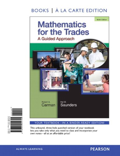Stock image for Mathematics for the Trades: A Guided Approach Books a La Carte Edition for sale by HPB-Red