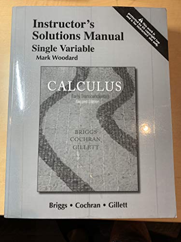 Imagen de archivo de Instructor's Solutions Manual, Single Variable for Calculus: Early Transcendentals, 2nd Edition a la venta por Better World Books: West