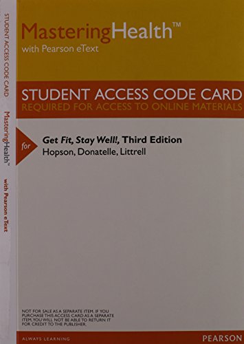Stock image for MasteringHealth with Pearson eText -- ValuePack Access Card -- for Get Fit, Stay Well! for sale by HPB-Red
