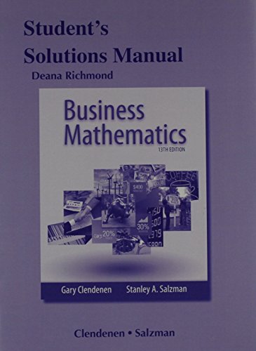 Imagen de archivo de Student's Solutions Manual for Business Mathematics a la venta por ThriftBooks-Dallas