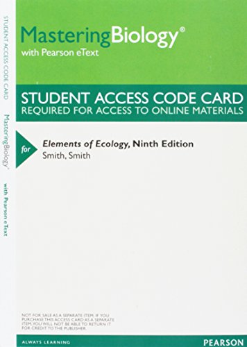 Imagen de archivo de MasteringBiology with Pearson eText -- ValuePack Access Card -- for Elements of Ecology a la venta por BooksRun