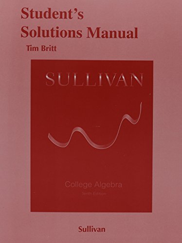 Beispielbild fr Student's Solutions Manual for College Algebra zum Verkauf von Jenson Books Inc