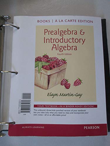 Stock image for Prealgebra & Introductory Algebra, Books a la Carte Edition (4th Edition) for sale by SecondSale