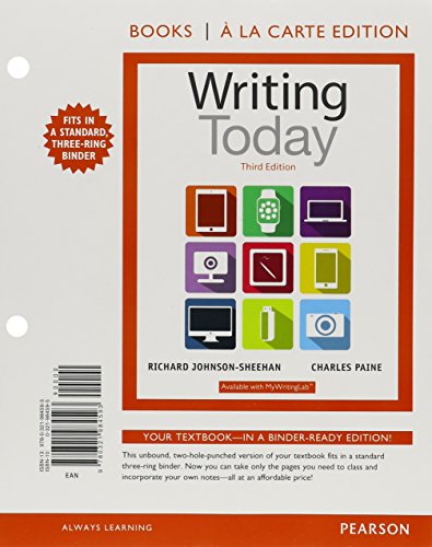 Stock image for Writing Today, Books a la Carte Edition (3rd Edition) for sale by HPB-Red