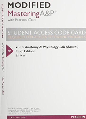 Imagen de archivo de Modified Mastering A&P with Pearson eText -- ValuePack Access Card -- for Visual Anatomy & Physiology Lab Manual a la venta por Bulrushed Books