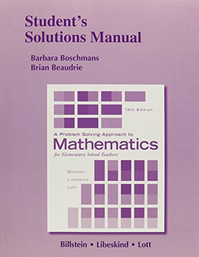 Beispielbild fr Student's Solutions Manual for A Problem Solving Approach to Mathematics for Elementary School Teachers zum Verkauf von SecondSale